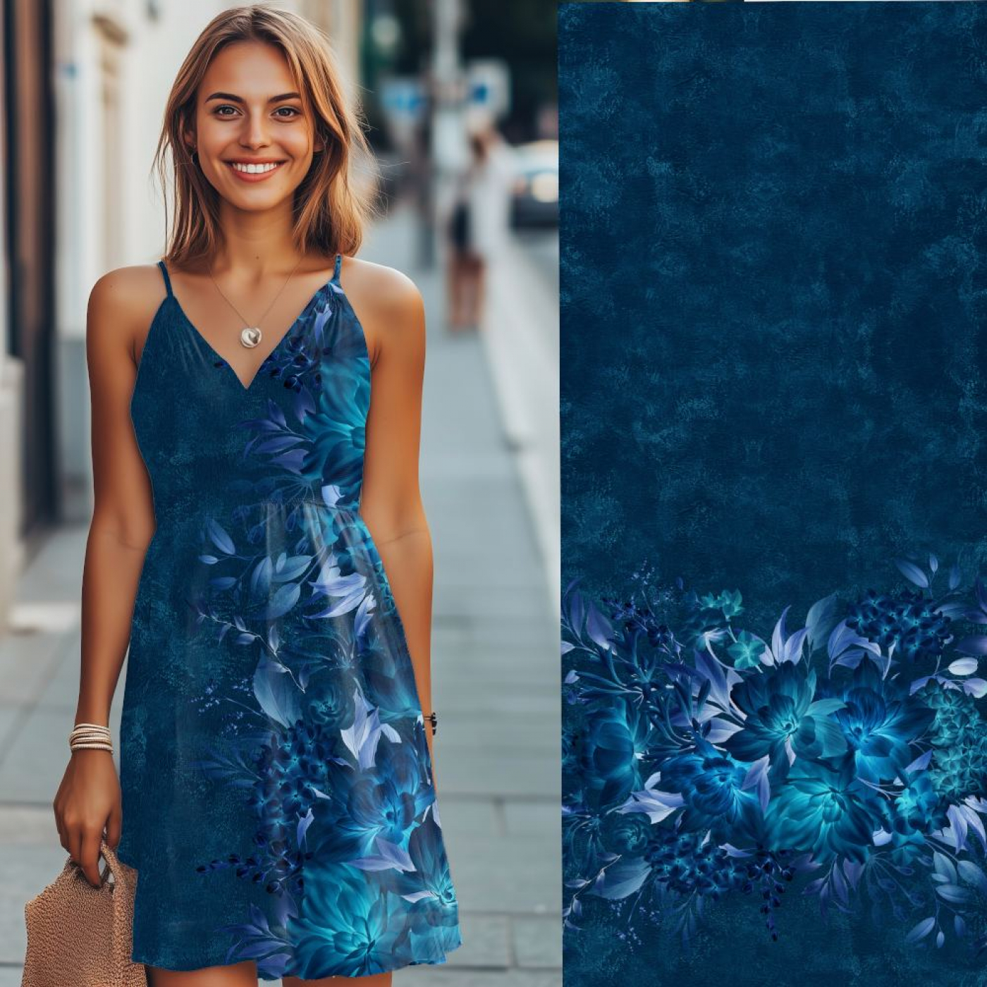 Stoff des Tages: Bio Viskosejersey mit Überbreite (Stoffbreite ca. 170 cm): Eigenproduktion Heavenly Moonlight  (Bordüre) von Graustufen-Stoffe